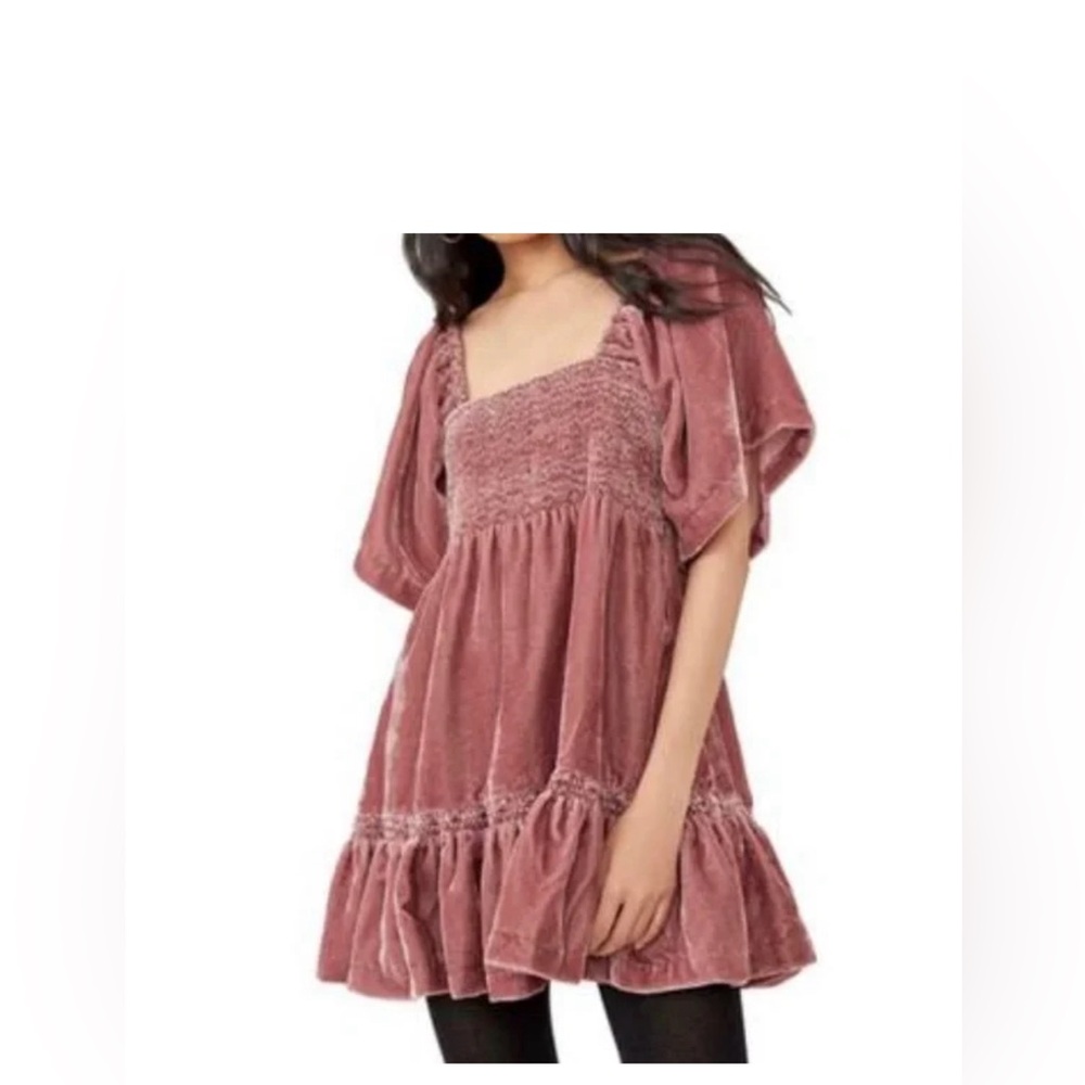 Free People Easy to Love Pink velvet dress Large